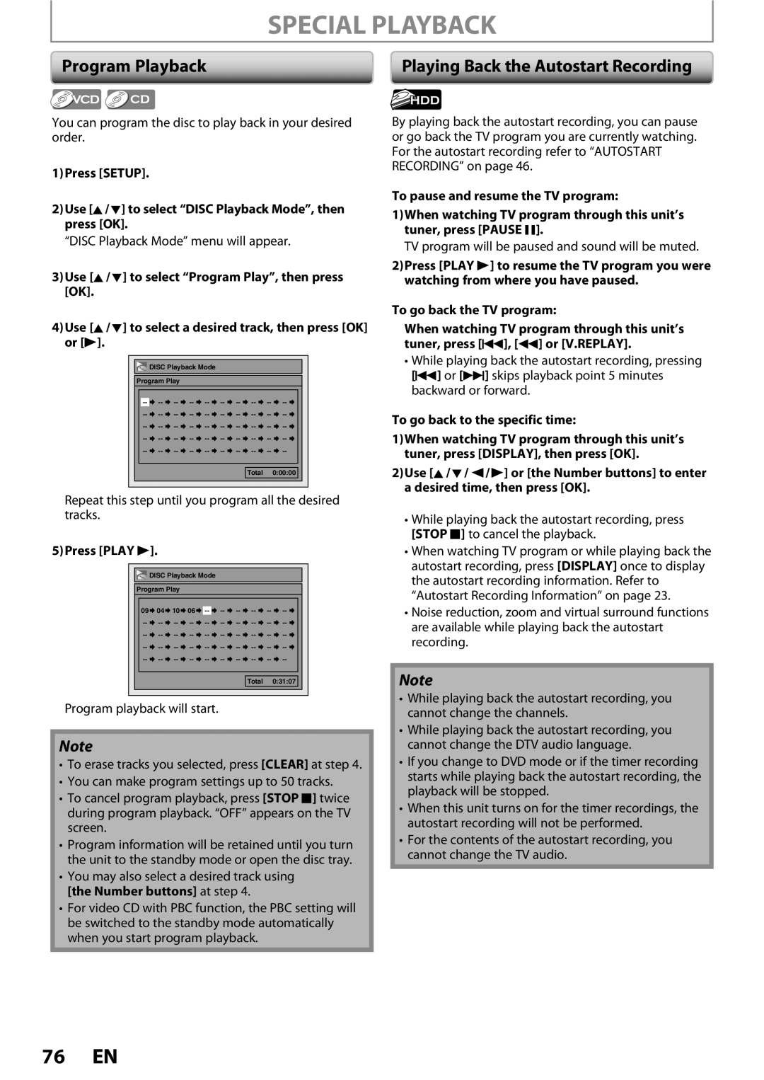 Magnavox MDR513H / F7 owner manual Program Playback, 5Press Play B, To go back to the specific time 