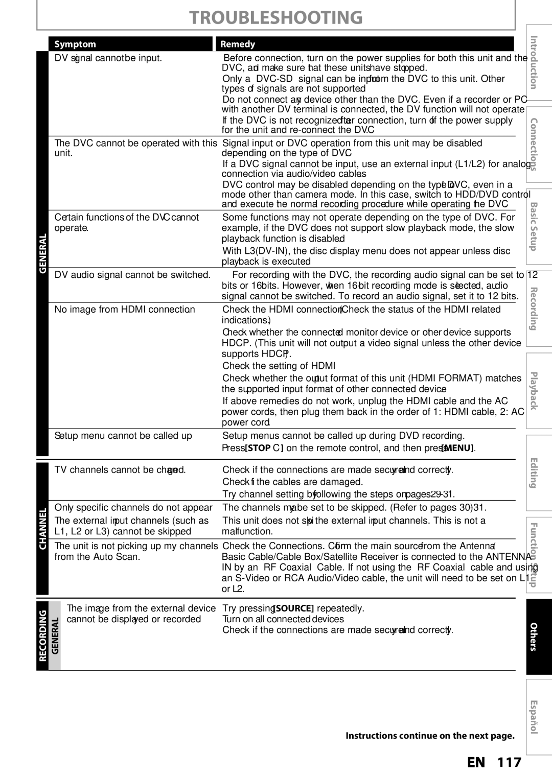 Magnavox MDR533H, MDR535H, MDR537H owner manual Troubleshooting 