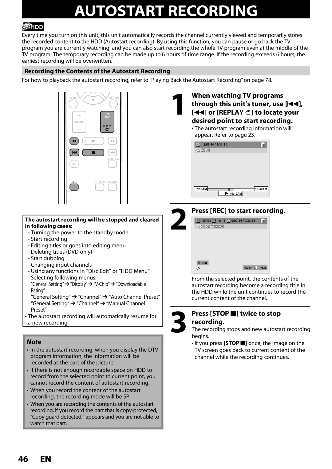 Magnavox MDR535H, MDR533H, MDR537H owner manual Autostart Recording, Press Stop C twice to stop recording 