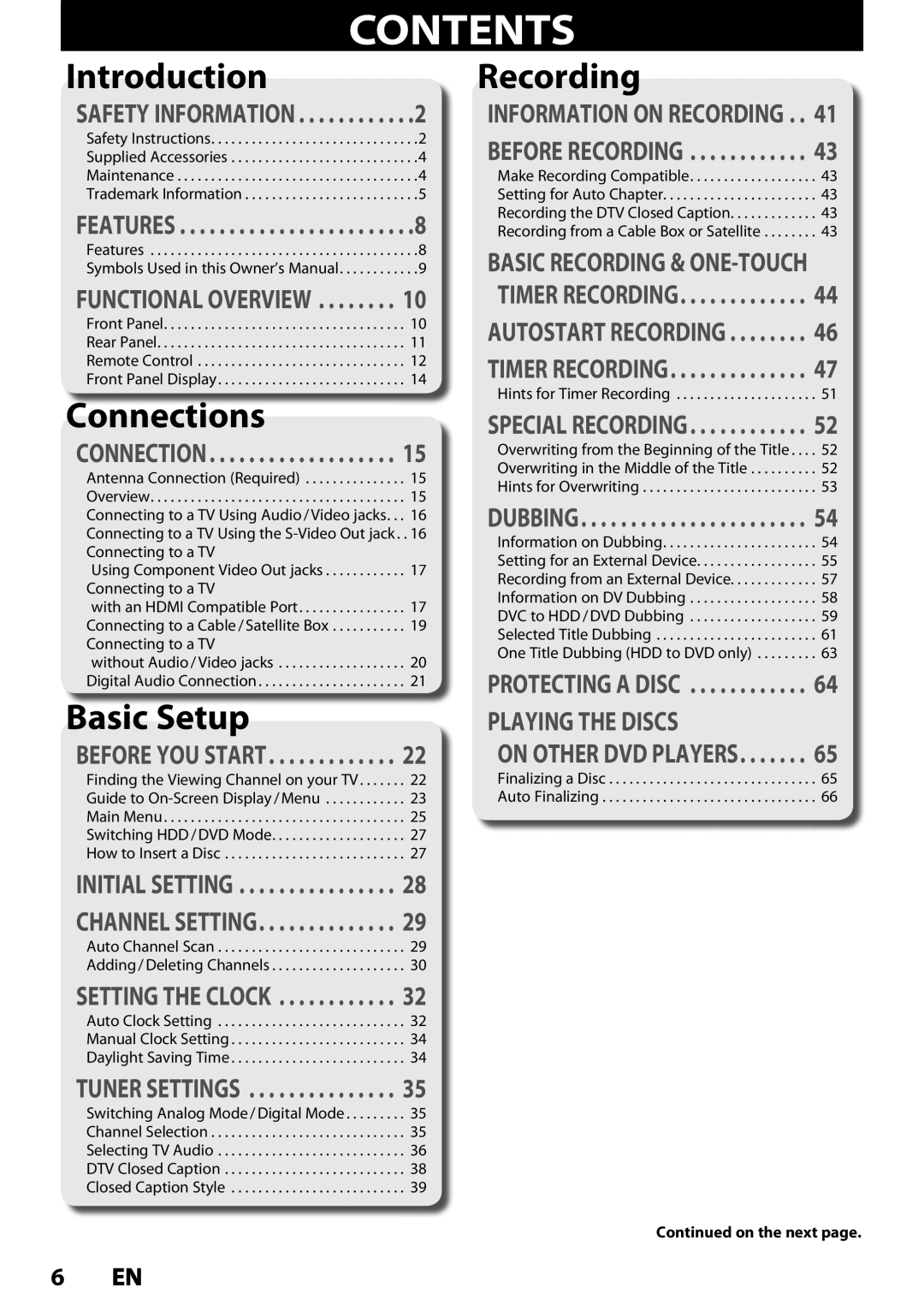 Magnavox MDR533H, MDR535H, MDR537H owner manual Contents 