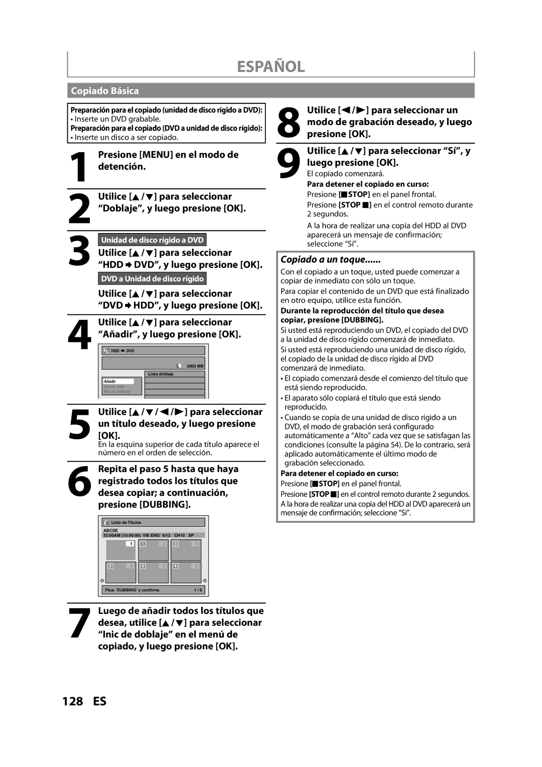 Magnavox MDR533H owner manual Copiado Básica 