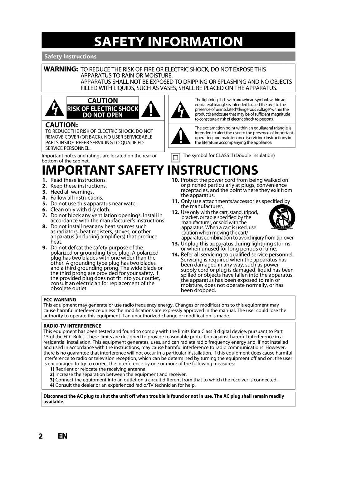 Magnavox MDR533H owner manual Safety Information, Safety Instructions, Symbol for Class ll Double Insulation 