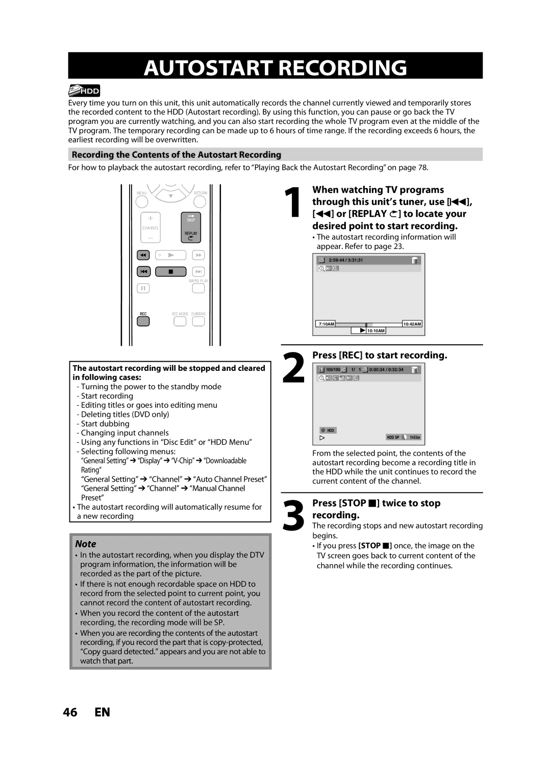 Magnavox MDR533H owner manual Autostart Recording, When watching TV programs, Press Stop C twice to stop Recording 