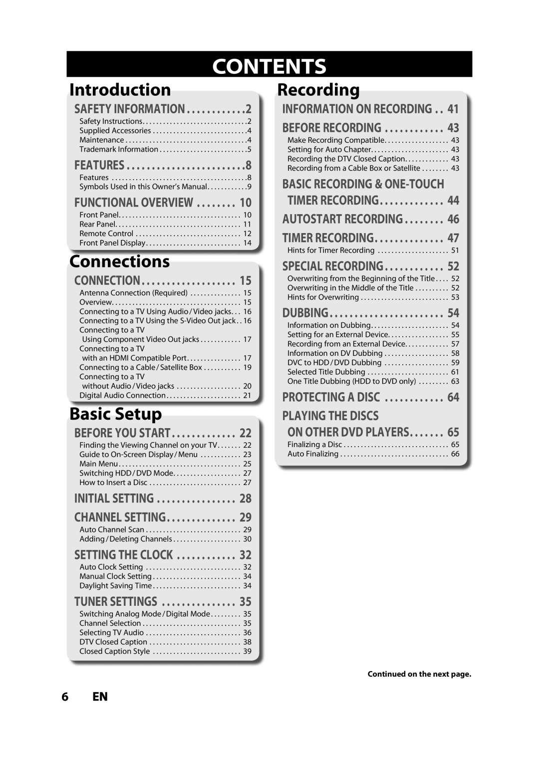 Magnavox MDR533H owner manual Contents 