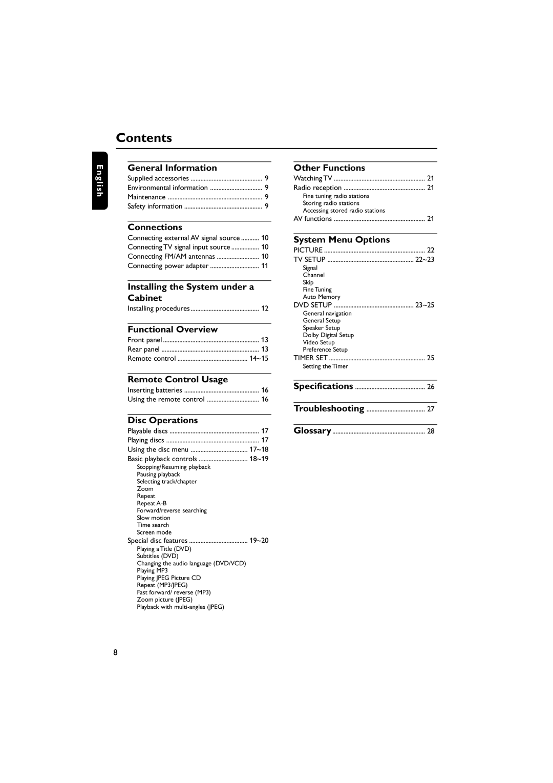 Magnavox MDR700 manual Contents 