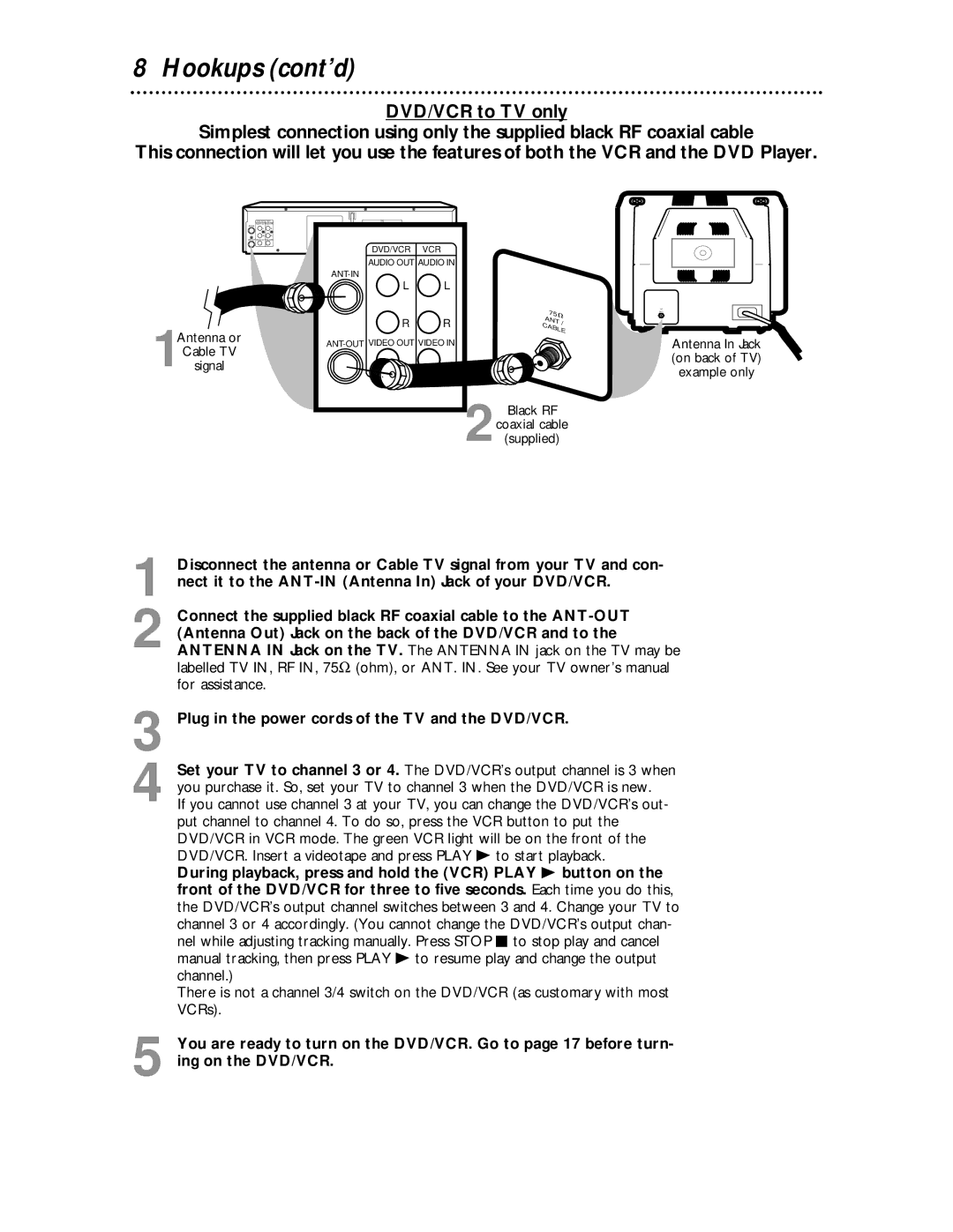 Magnavox MDV 530 VR owner manual Hookups cont’d, Signal 