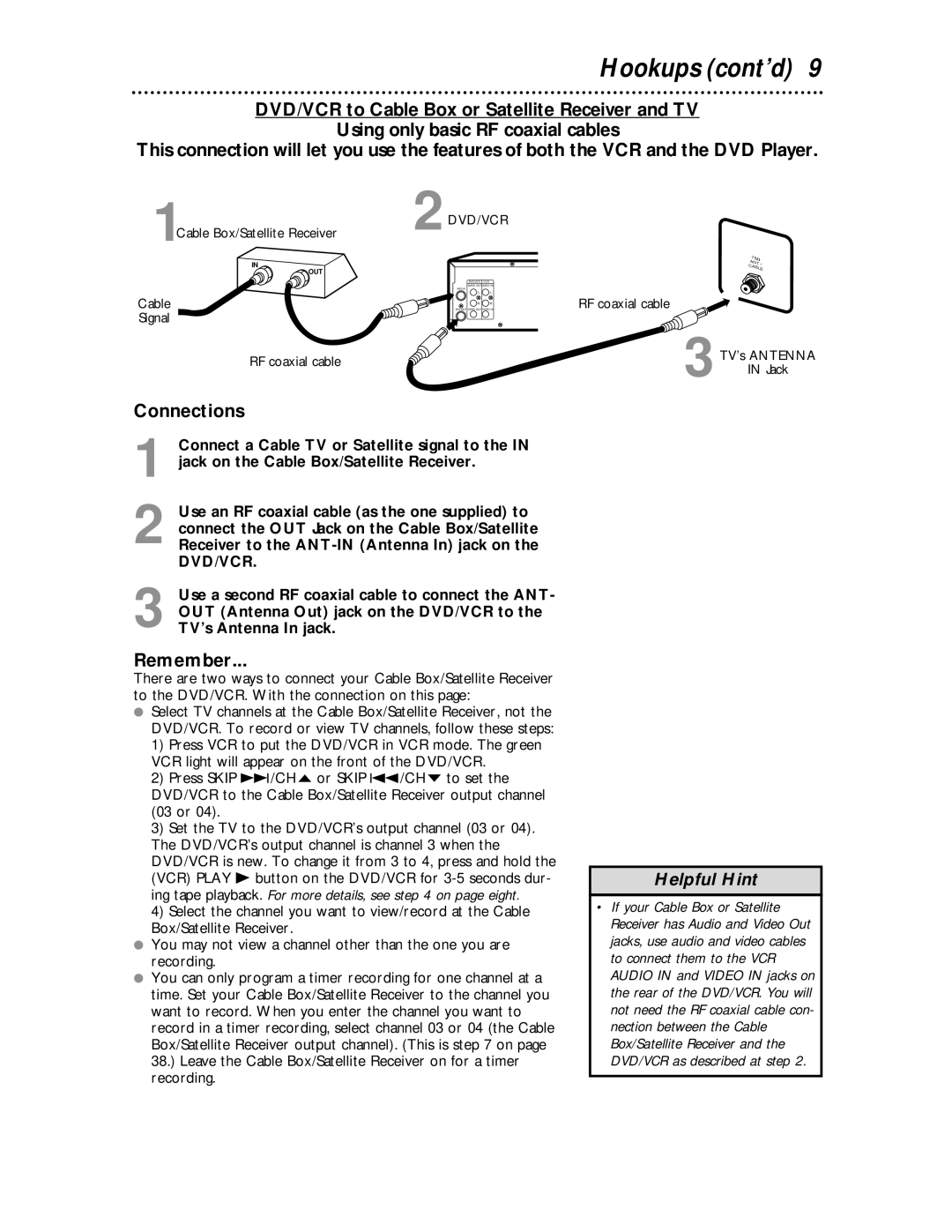 Magnavox MDV 530 VR owner manual Connections, 2DVD/VCR 