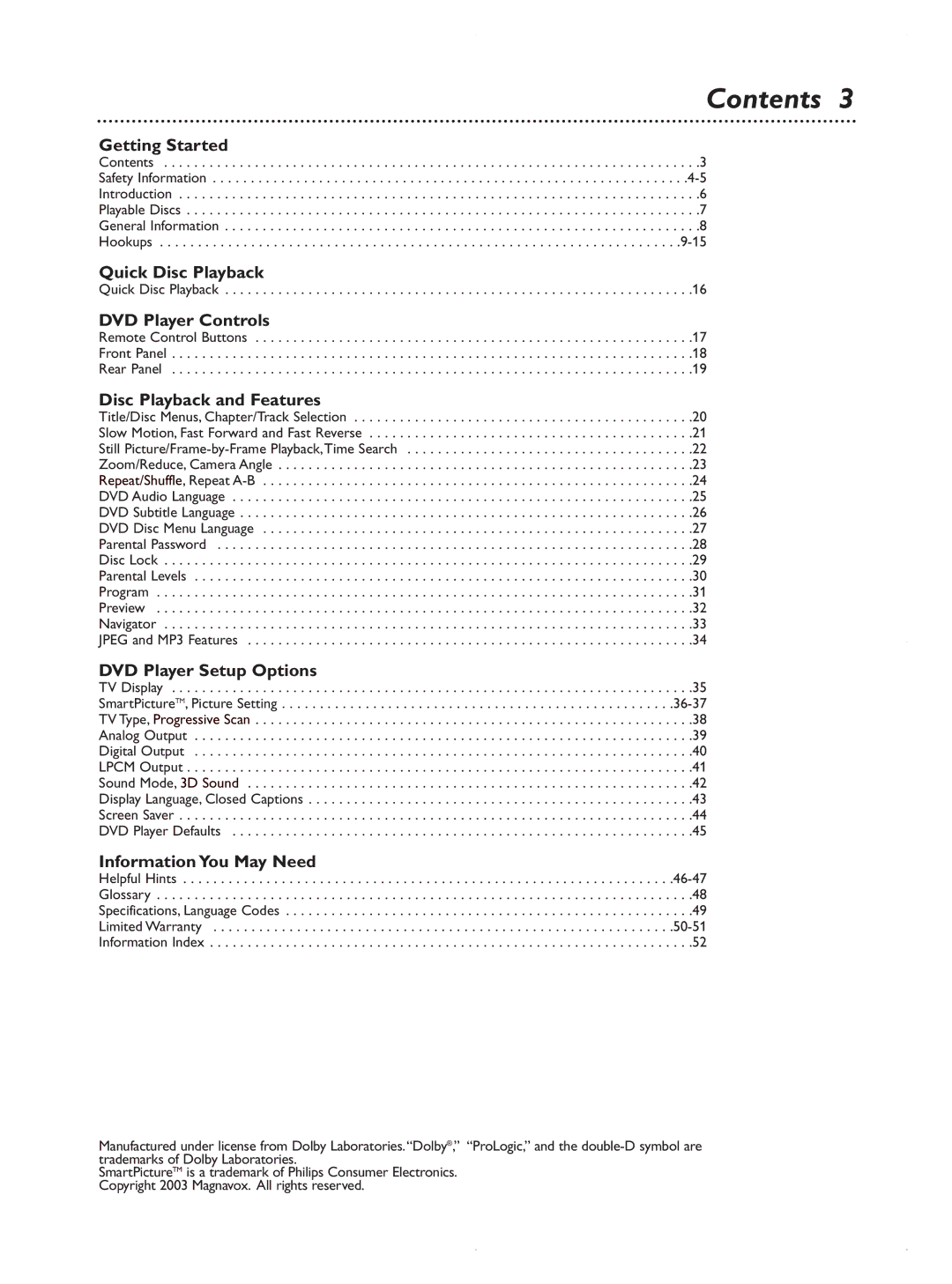 Magnavox MDV422 owner manual Contents 