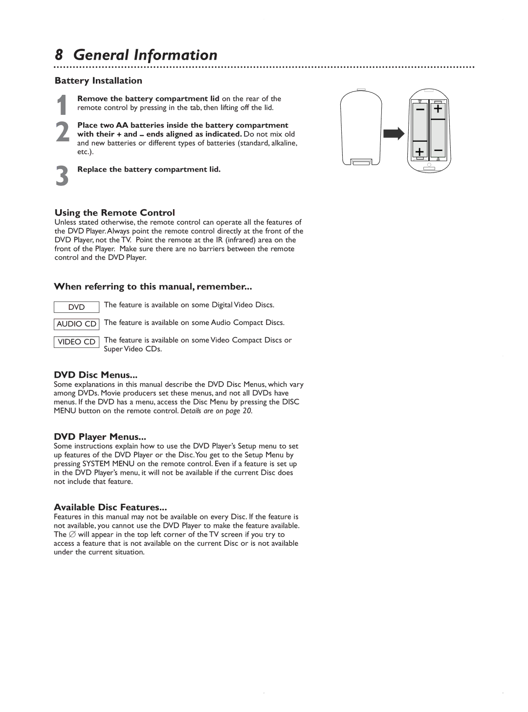 Magnavox MDV422 owner manual General Information 