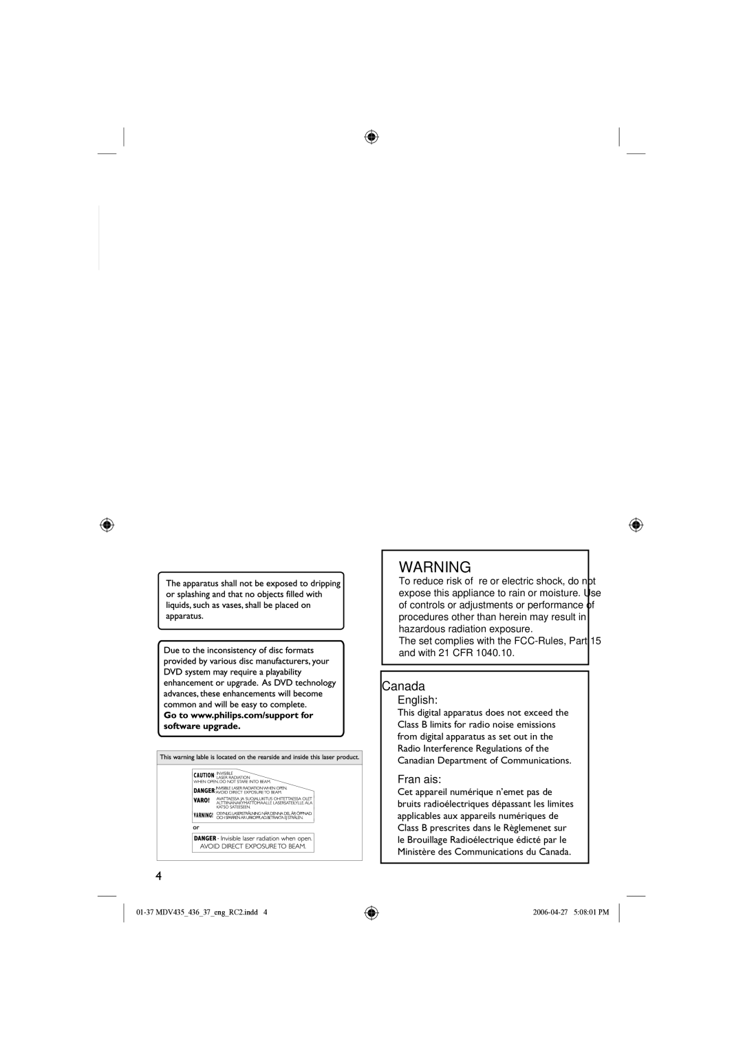 Magnavox mdv436, MDV435 manual English, Français 