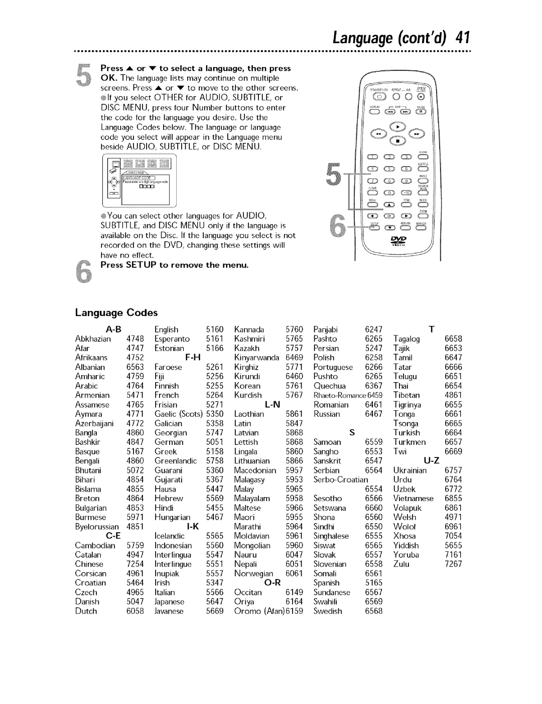 Magnavox MDV443 owner manual Language, Press a or v to select a language, then press 