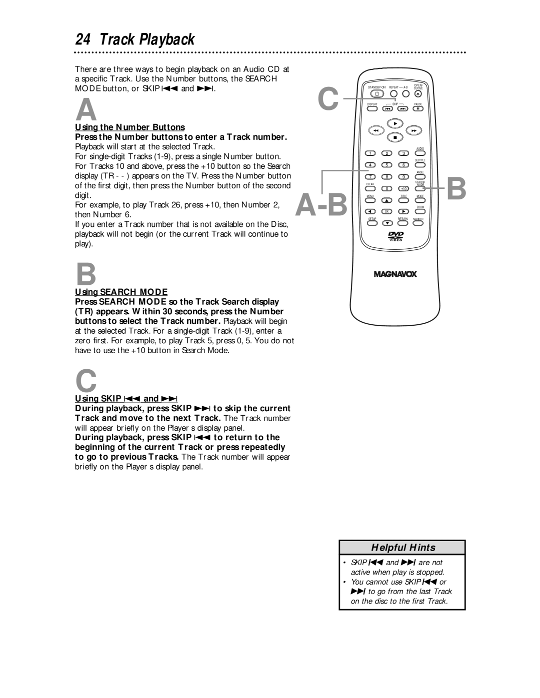 Magnavox MDV443 owner manual Track Playback 