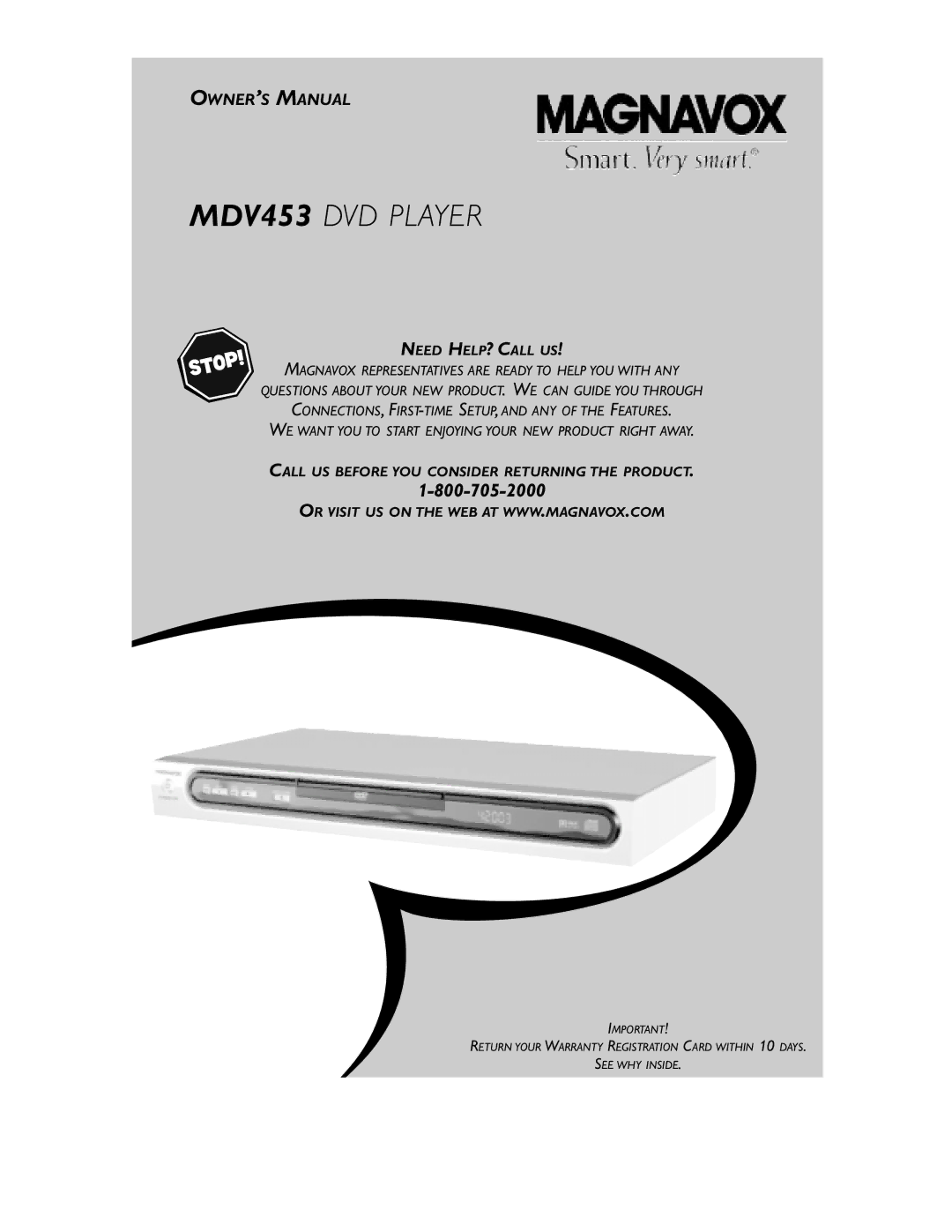 Magnavox owner manual MDV453 DVD Player 