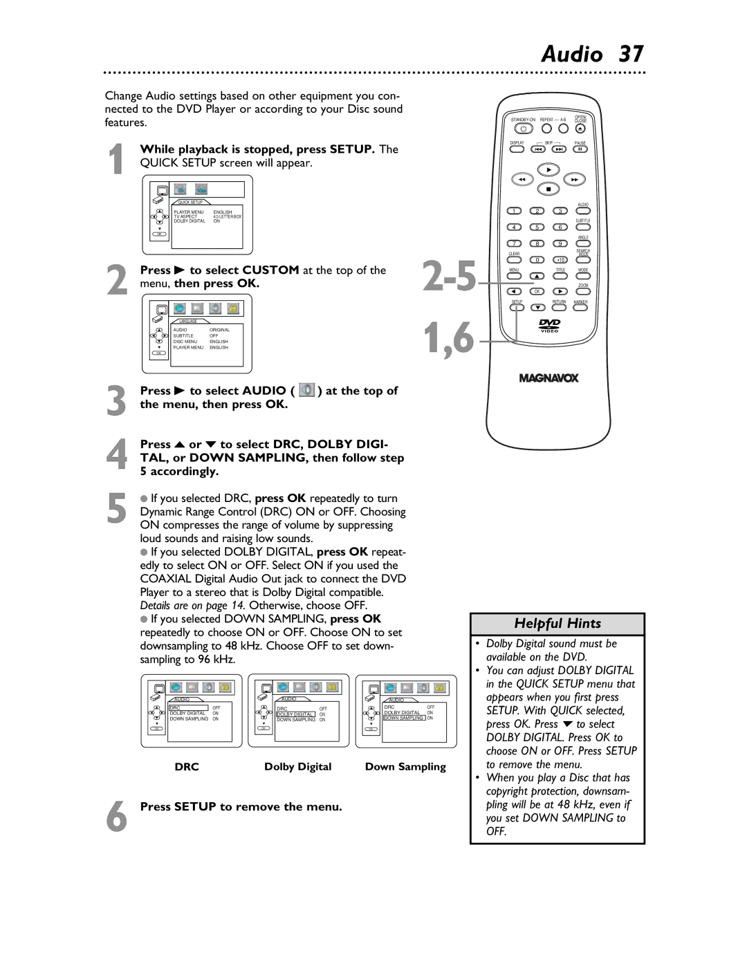 Magnavox MDV453 owner manual Audio 