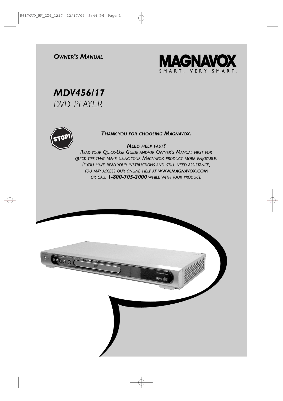 Magnavox MDV456/17 owner manual DVD Player 