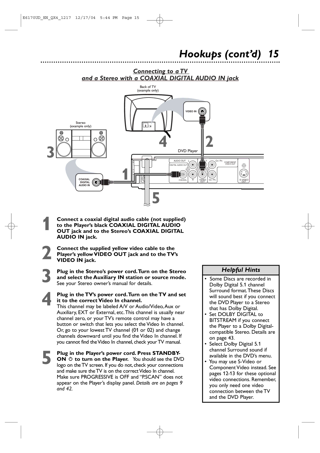 Magnavox MDV456/17 owner manual Helpful Hints 