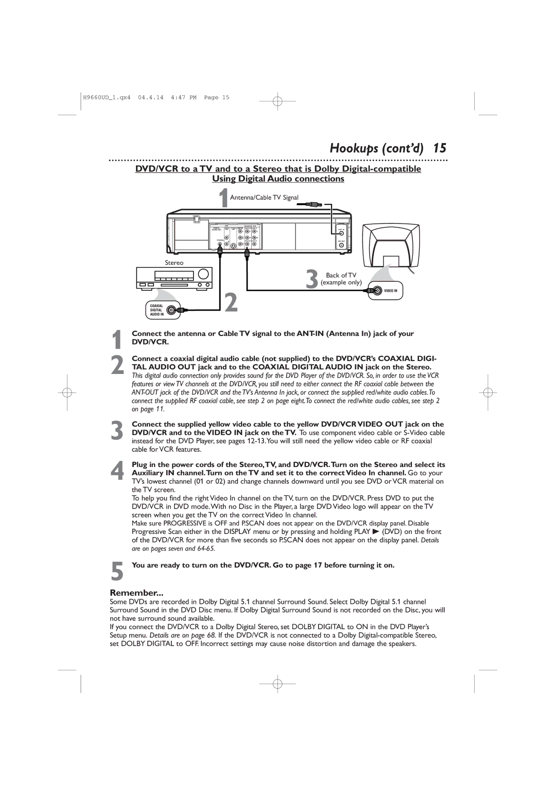 Magnavox MDV540VR/17 owner manual Are on pages seven, 1Antenna/Cable TV Signal 