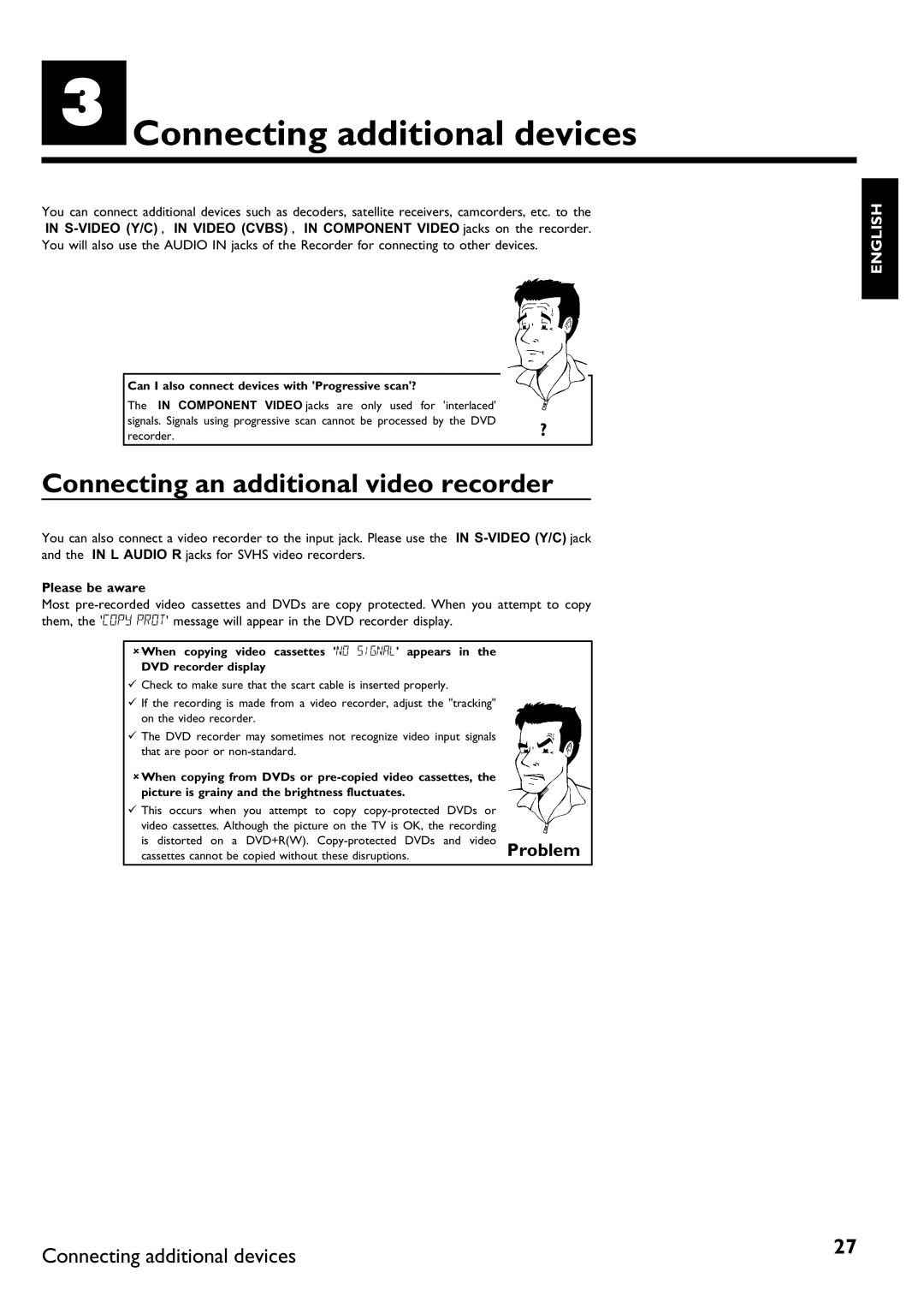 Magnavox MDV630R, MDV650R manual CConnecting additional devices, Connecting an additional video recorder, Please be aware 