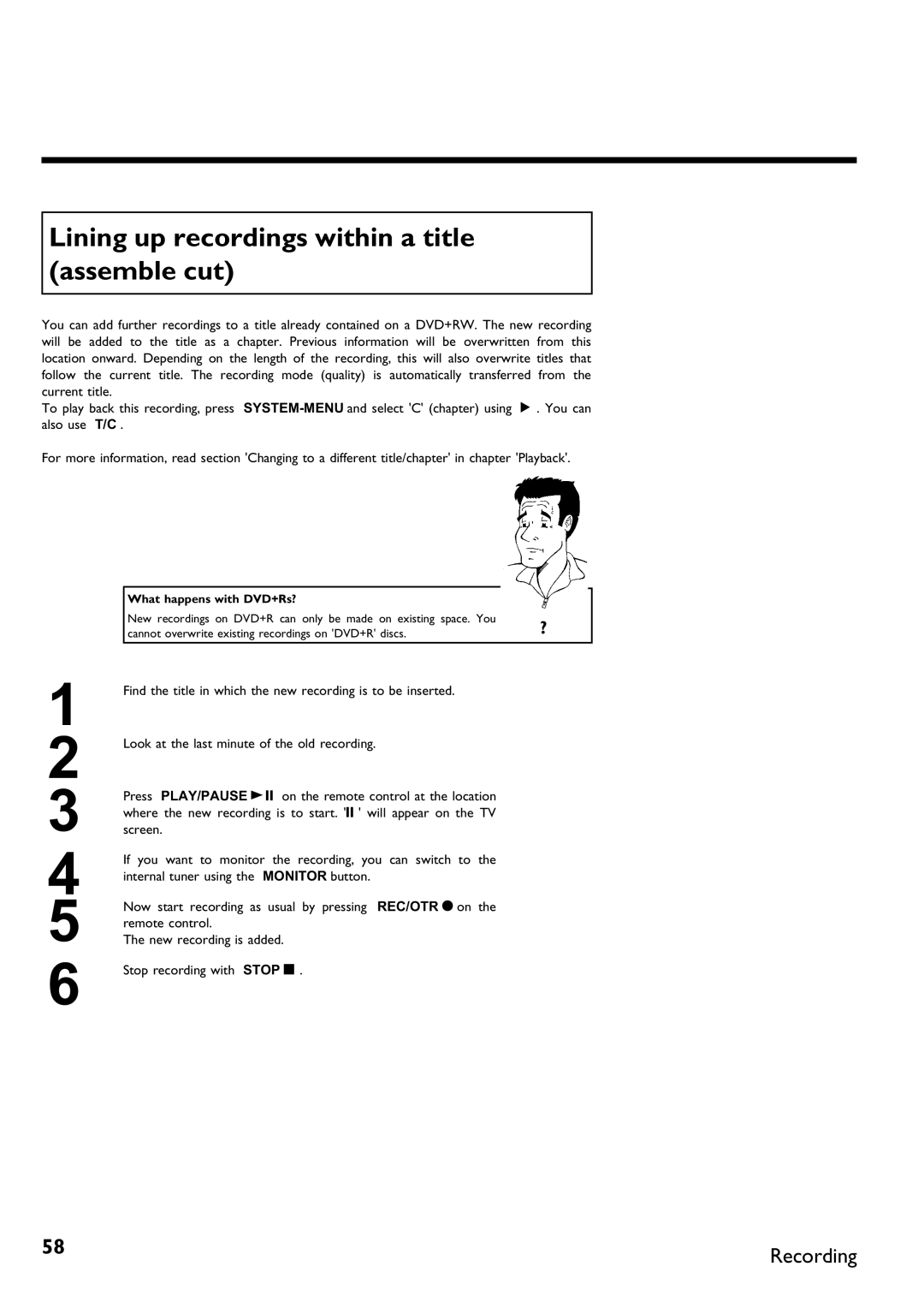 Magnavox MDV650R, MDV630R manual Lining up recordings within a title assemble cut 