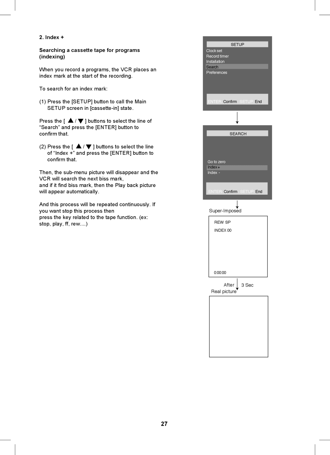 Magnavox MDVDVCR5 manual Index + Searching a cassette tape for programs indexing 