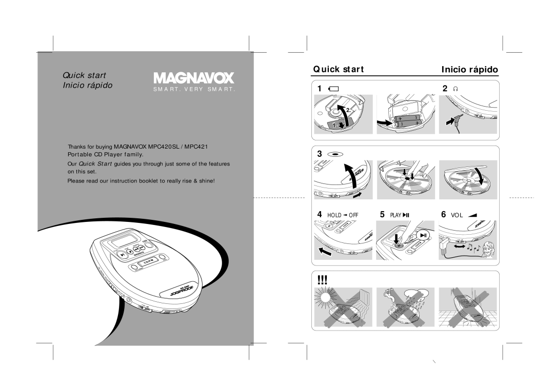 Magnavox quick start Quick start Inicio rápido, Thanks for buying Magnavox MPC420SL / MPC421 