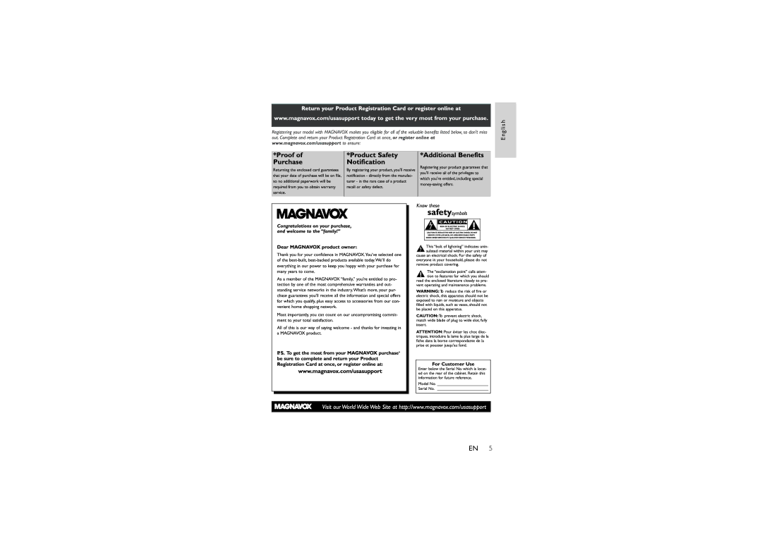 Magnavox MPD8710 manual English 