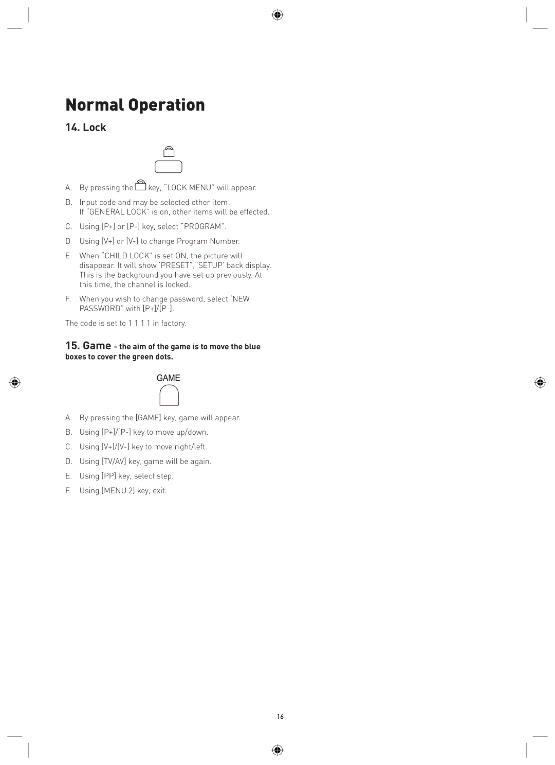 Magnavox MPF68A, MTV68A manual Lock 