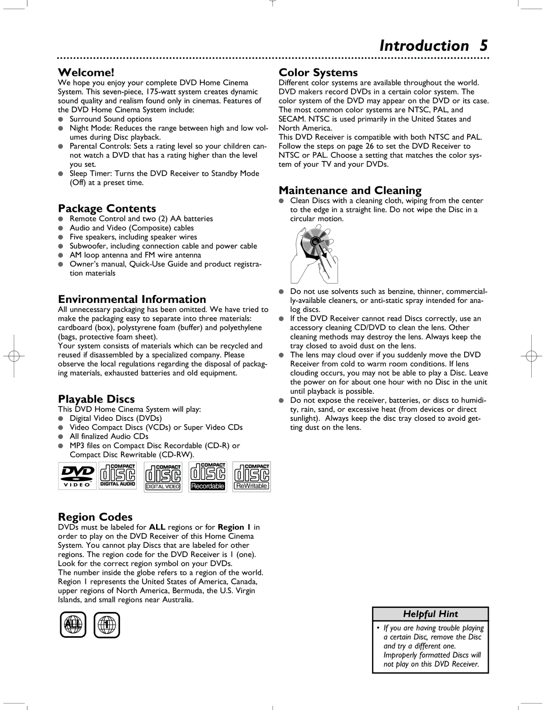 Magnavox MRD-200 warranty Introduction 