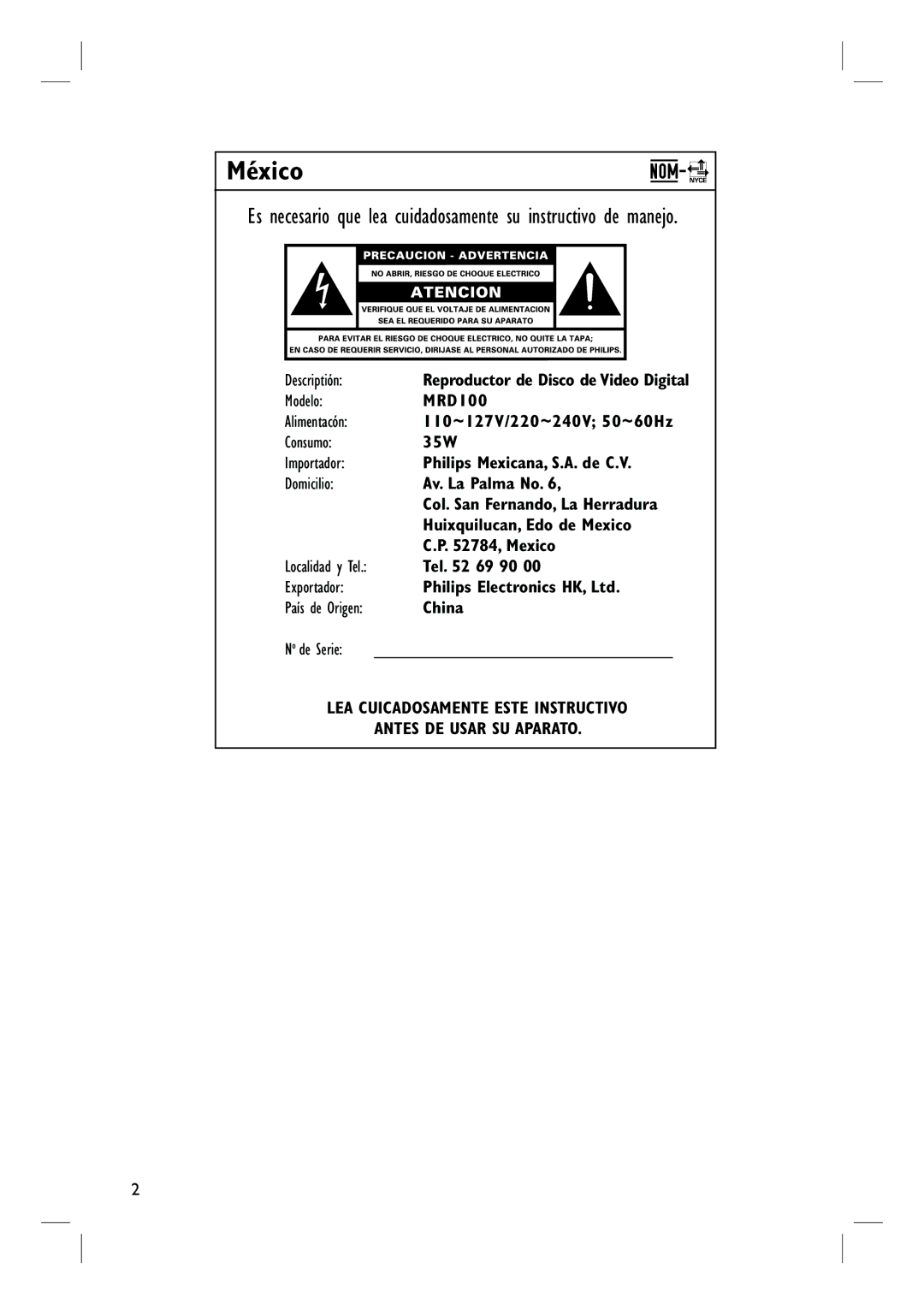 Magnavox MRD100 user manual English 