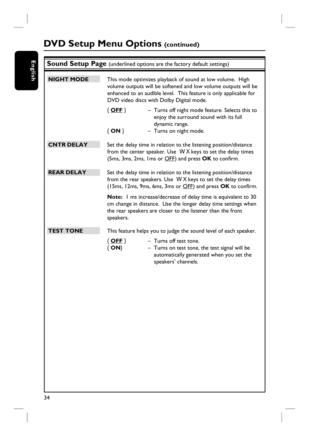 Magnavox MRD100 user manual Test Tone 