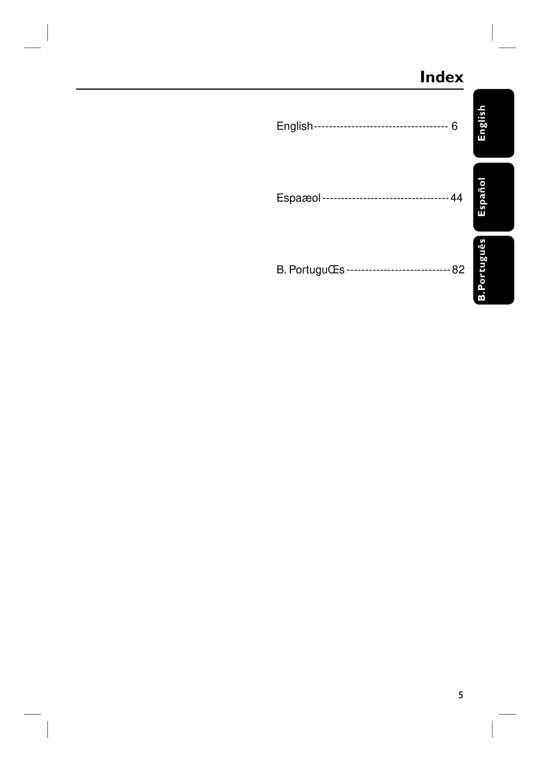 Magnavox MRD100 user manual Index, Português Español English 