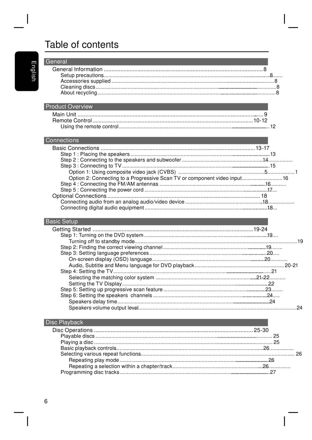 Magnavox MRD100 user manual Table of contents 