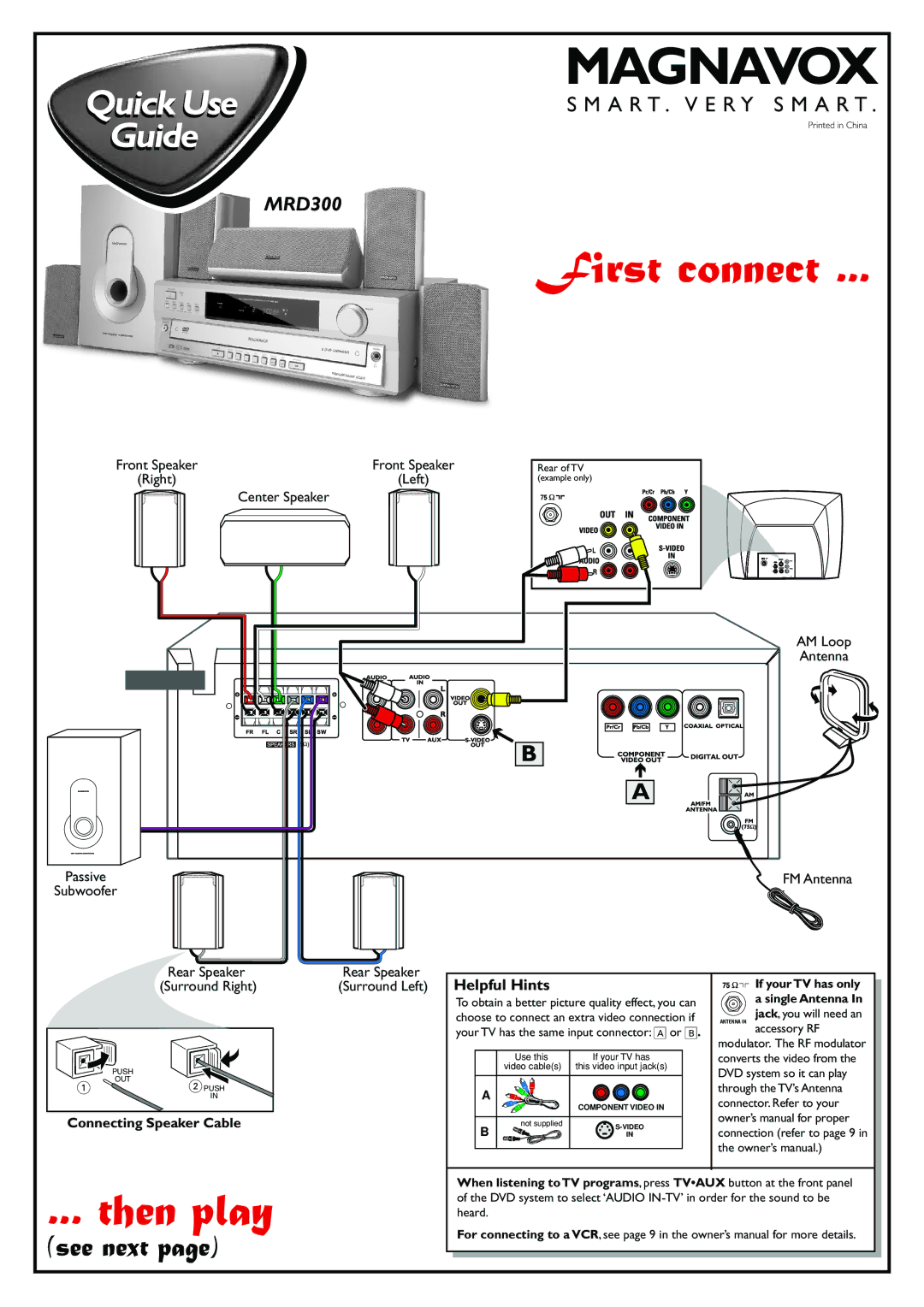 Magnavox MRD300 owner manual Helpful Hints 