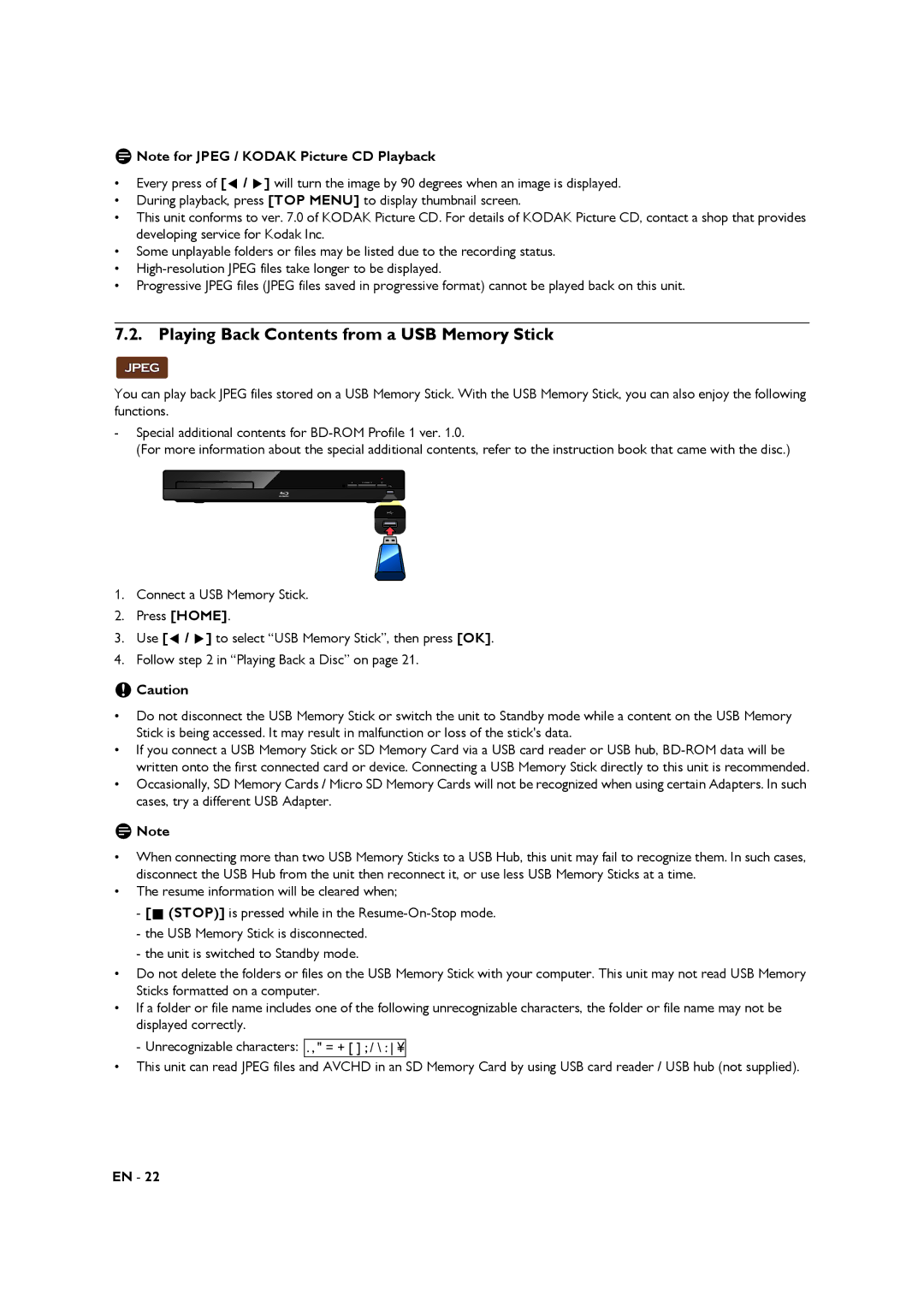 Magnavox MRD430B owner manual Playing Back Contents from a USB Memory Stick 