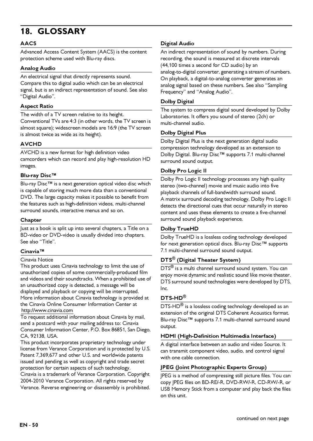 Magnavox MRD430B owner manual Glossary 