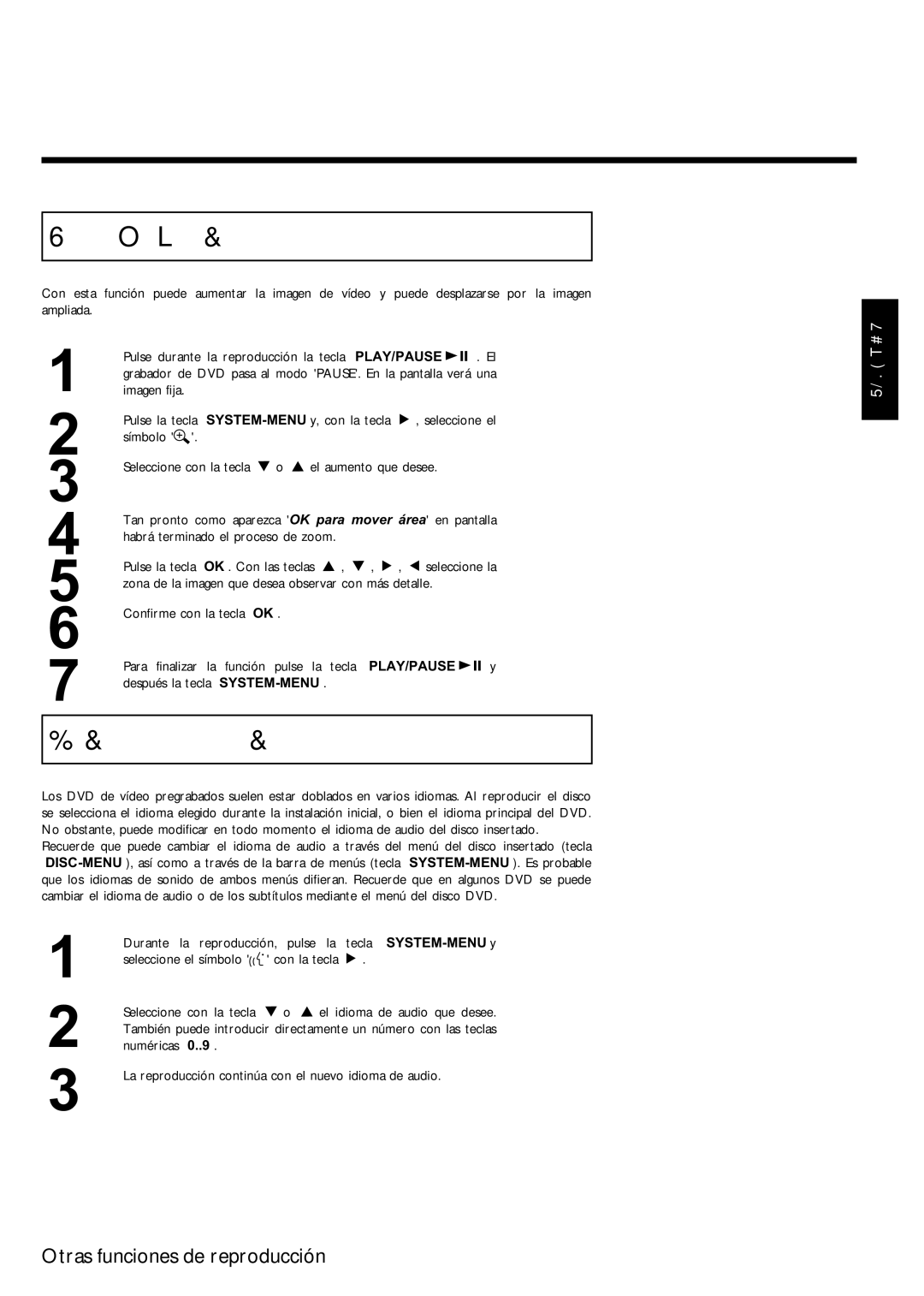 Magnavox MRV640 manual Función zoom, Cambio del idioma de audio 