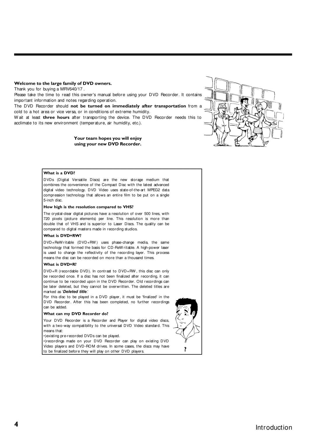 Magnavox manual Welcome to the large family of DVD owners, Thank you for buying a MRV640/17 