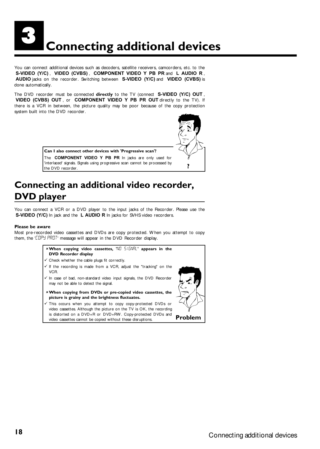 Magnavox MRV640 manual CConnecting additional devices, Connecting an additional video recorder, DVD player, Please be aware 