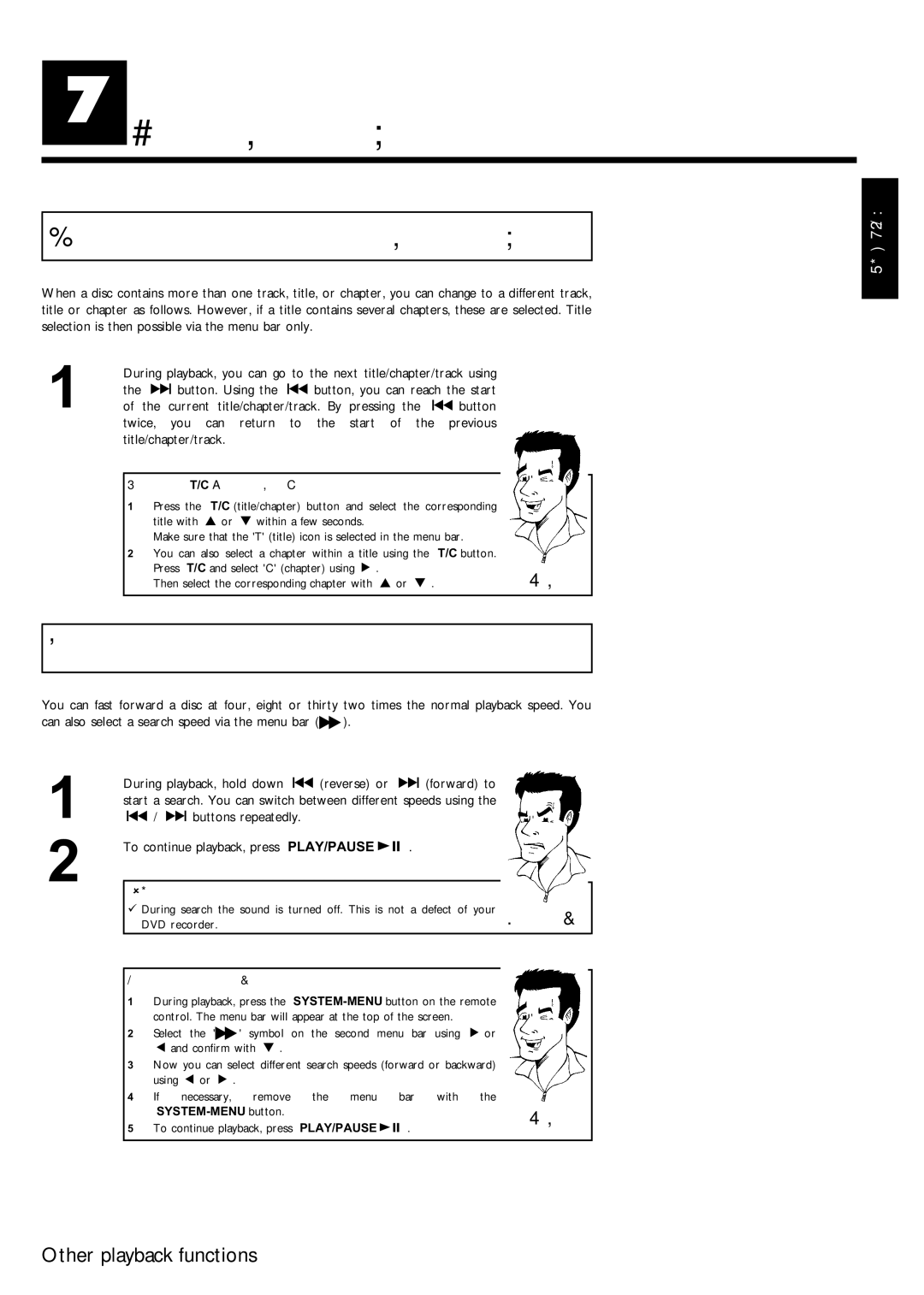 Magnavox MRV640 manual GOther playback functions, Changing to a different chapter/track/title, Disc search 