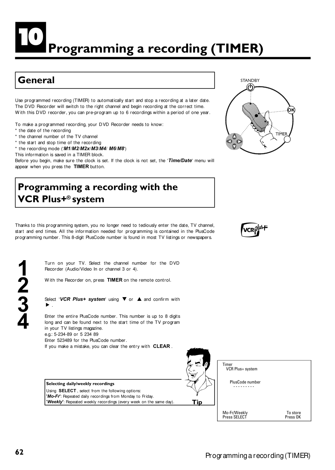 Magnavox MRV640 manual JProgramming a recording Timer, Programming a recording with VCR Plus+ system 