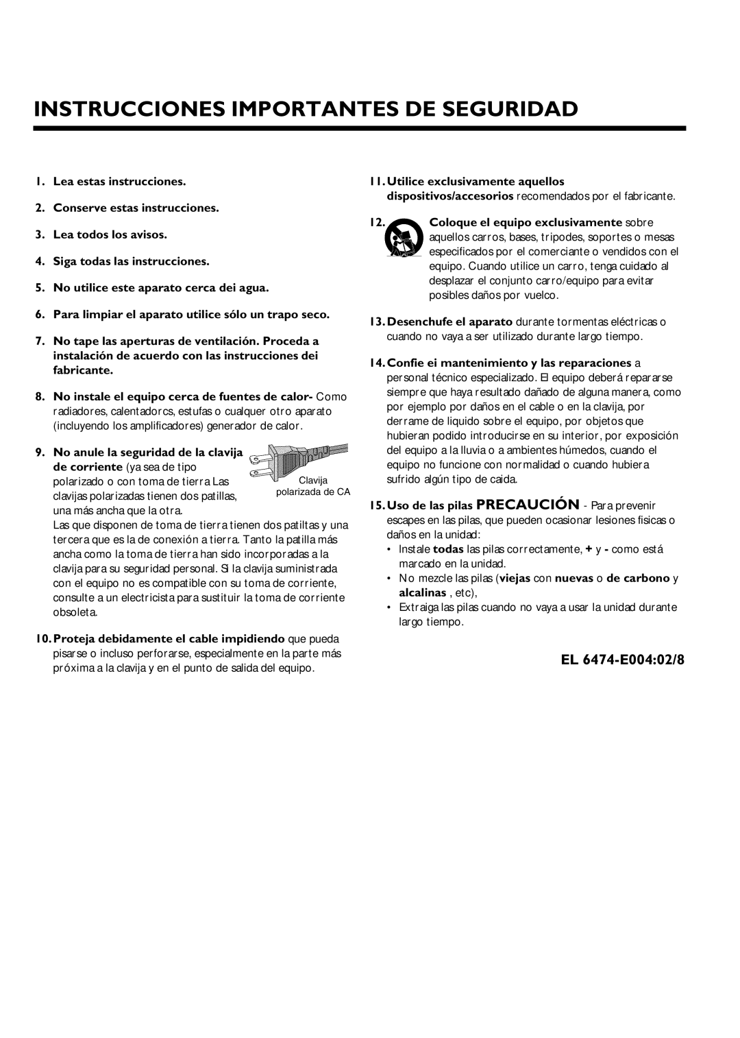 Magnavox MRV640 manual Instrucciones Importantes DE Seguridad 