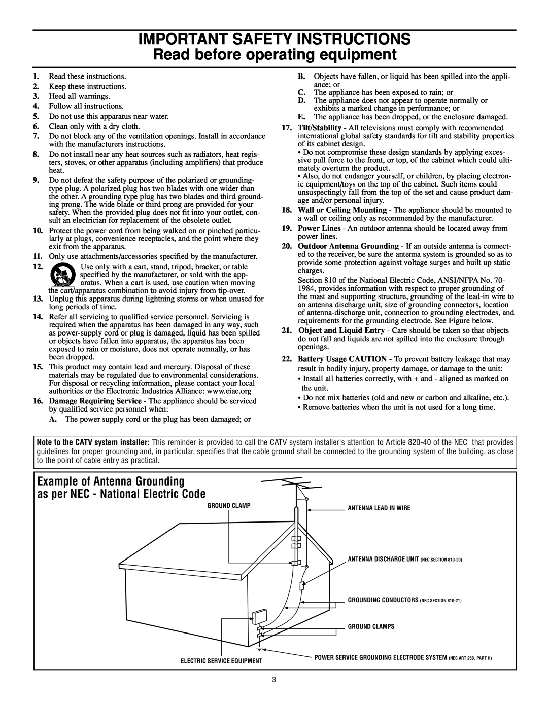 Magnavox MS3252S MS3652S owner manual IMPORTANT SAFETY INSTRUCTIONS Read before operating equipment 