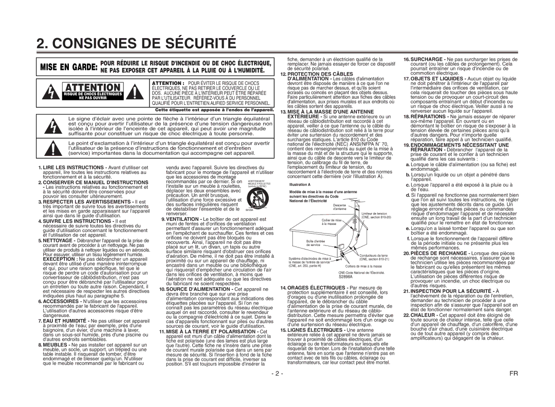 Magnavox MSC455 owner manual Dalimentation Les câbles dalimentation, Risque pas de marcher dessus, et quils soient 