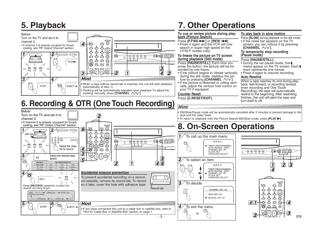 Magnavox MSC455 owner manual Playback Other Operations, On-Screen Operations 