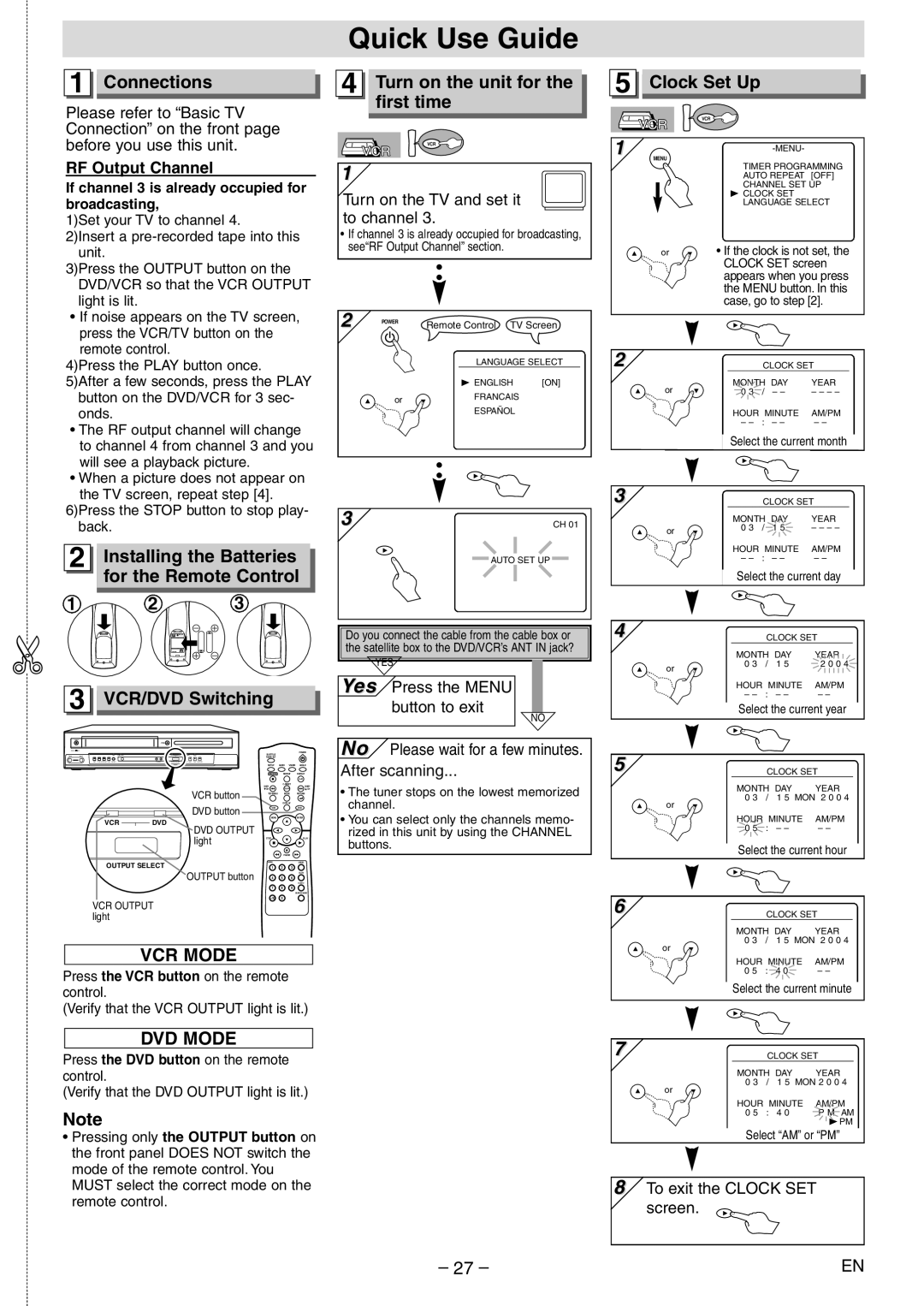 Magnavox MSD804 owner manual Quick Use Guide, Yes 