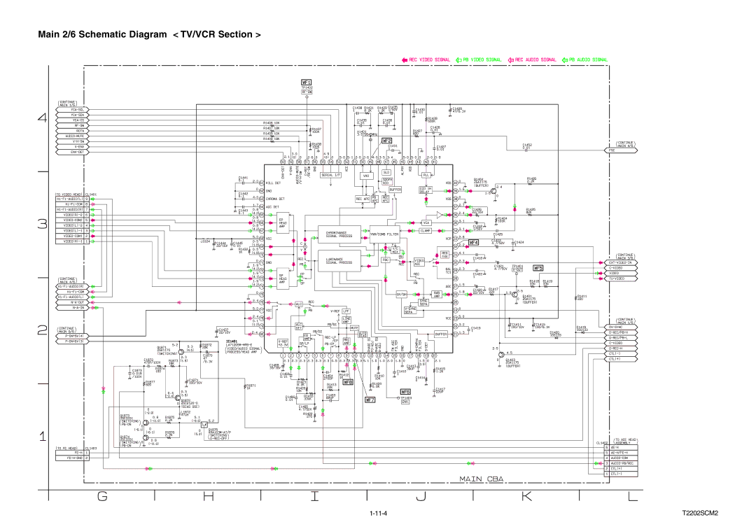 Magnavox MWC24T5 service manual Main 2/6 Schematic Diagram TV/VCR Section, T2202SCM2 