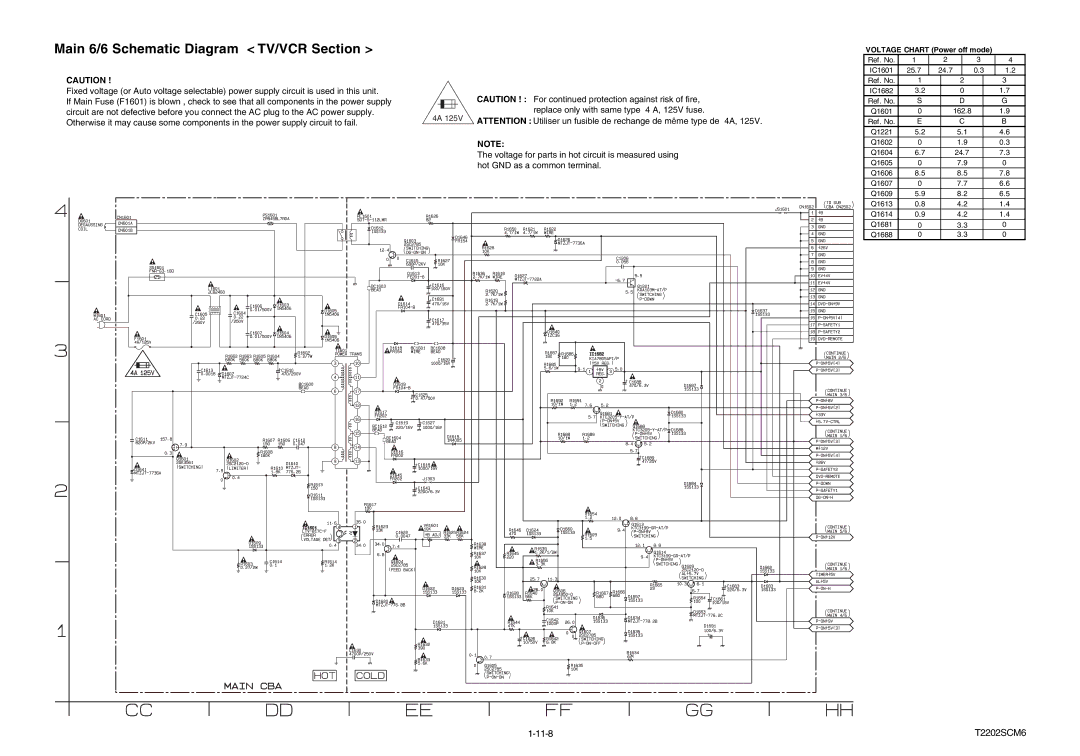 Magnavox MWC24T5 service manual Main 6/6 Schematic Diagram TV/VCR Section, T2202SCM6 