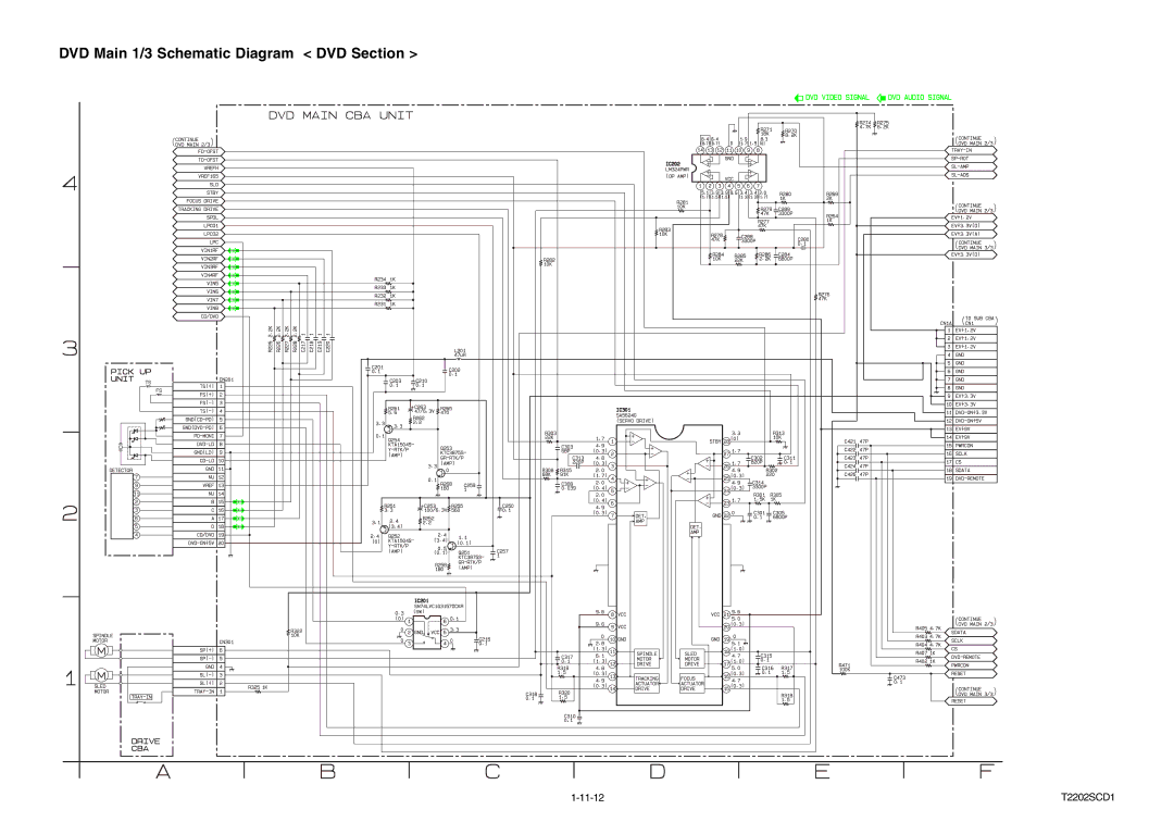 Magnavox MWC24T5 service manual DVD Main 1/3 Schematic Diagram DVD Section, 11-12 T2202SCD1 