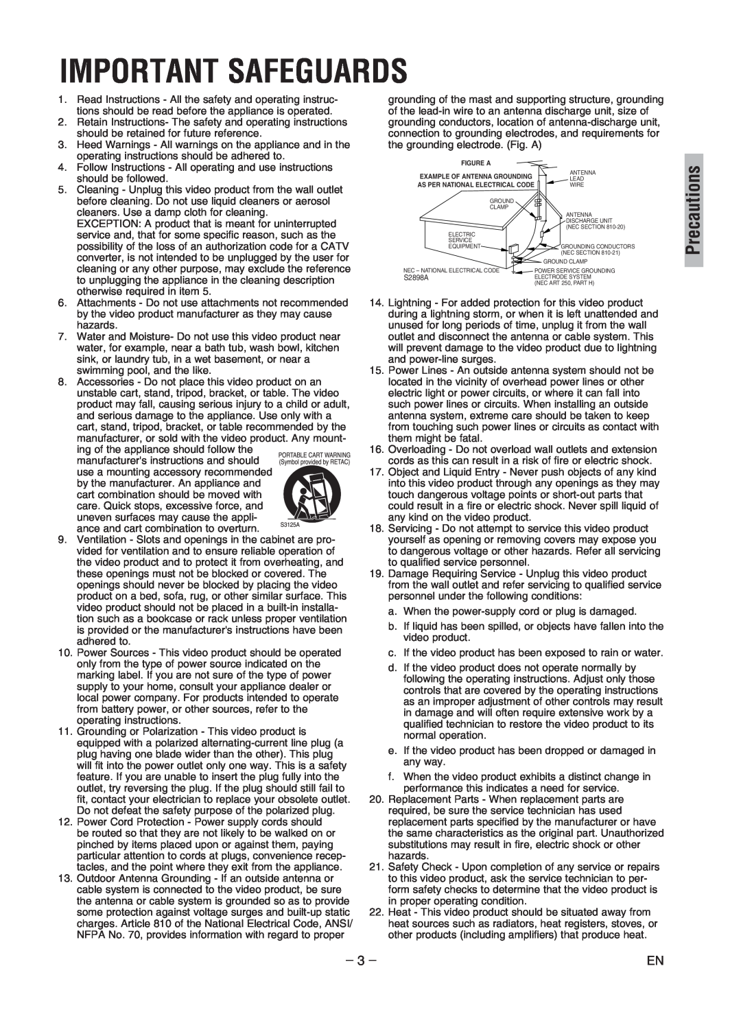 Magnavox MWD2206A owner manual Important Safeguards, Precautions 