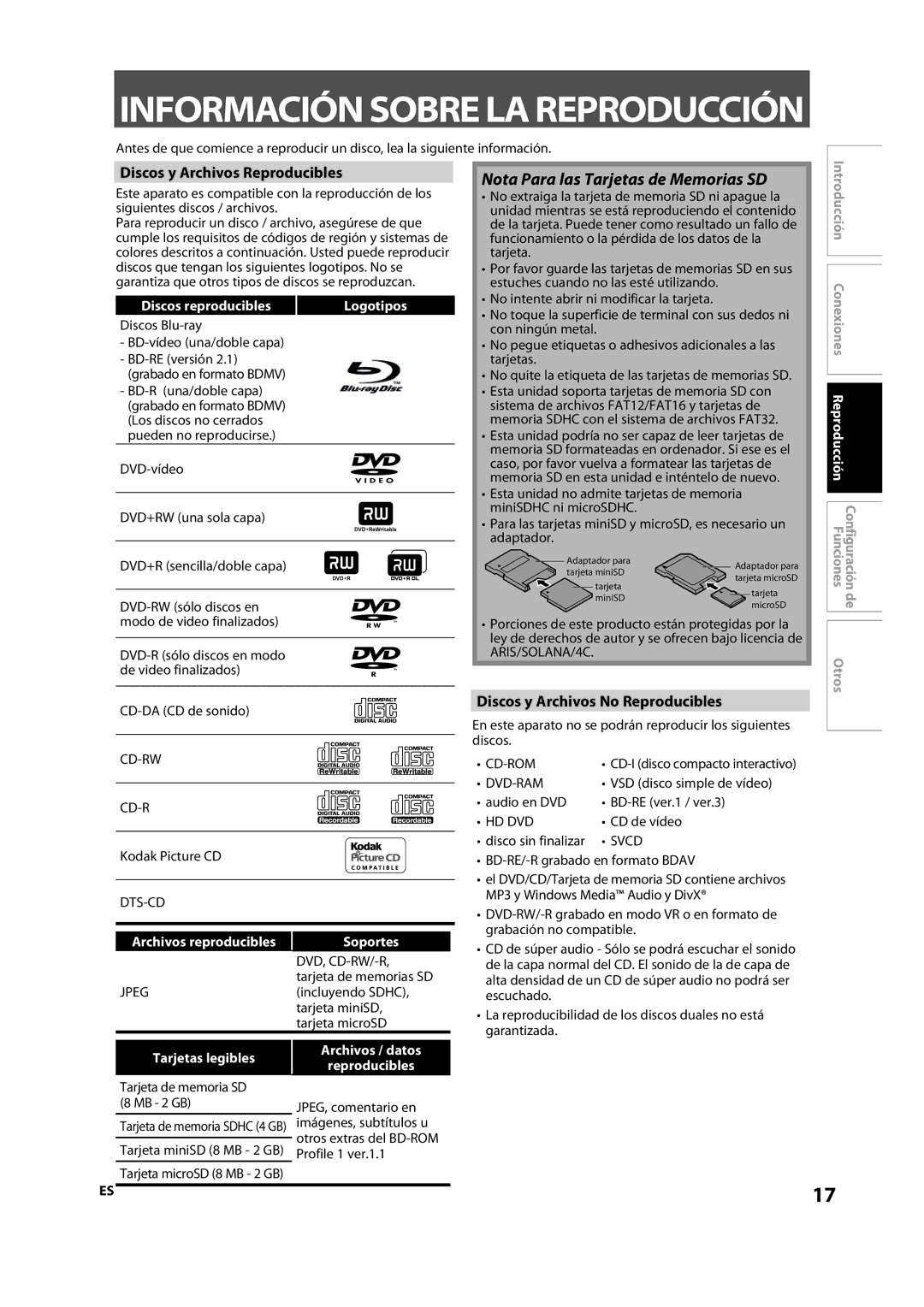 Magnavox NB500MS9 owner manual Discos y Archivos Reproducibles, Discos y Archivos No Reproducibles 